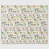 ラケットとボールをテーマにしたテニスクリスマス ラッピングペーパー (フラット)