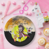 ラケットとボールを備えたテニスプレーヤーのためのハロウィーン ペーパープレート (パーティー)