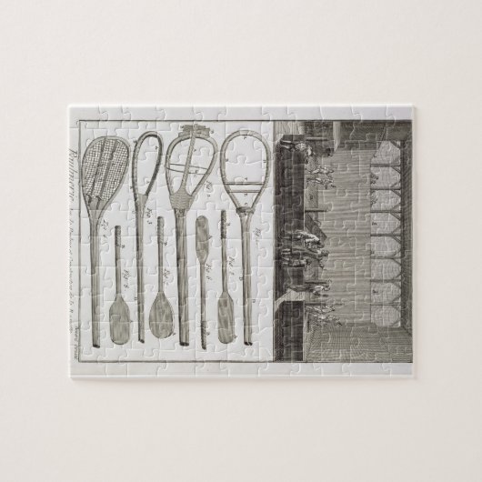 ラケットの実質テニスそして建築、から ジグソーパズル (横)