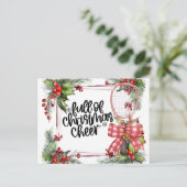 ラケットの水彩付きテニスクリスマス シーズンポストカード (スタンド正面)