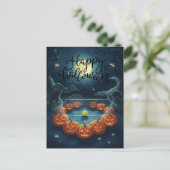 ラケットを持つテニスプレーヤーのためのテニスのハロウィン シーズンポストカード (スタンド正面)