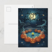 ラケットを持つテニスプレーヤーのためのテニスのハロウィン シーズンポストカード (正面/裏面)