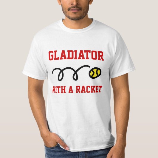 ラケットを持つ剣闘士のテニスTシャツ Tシャツ (正面)