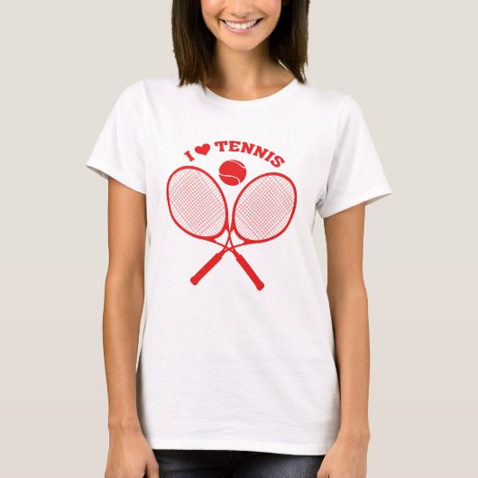 ラケットを渡したテニスTシャツが大好き Tシャツ (正面)