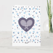 ラケットを越えたテニスの愛ロマンパーソナライズされたチック カード (裏面)