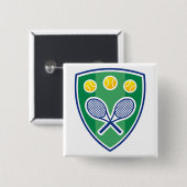 ラケットクールロゴを交差させたテニスボタン 缶バッジ (正面&裏面)