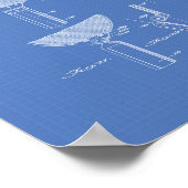 ラケットテーブルテニス1939パテントアート – 青写真 ポスター (角)