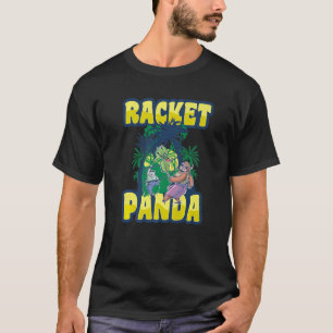 ラケットパンダグラフィックバドミントンプレーヤーシャトルコック Tシャツ