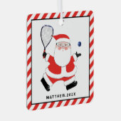 ラケットボールパーソナライズされたホリデーギフトセラミックスホーン メタルオーナメント (正面右)