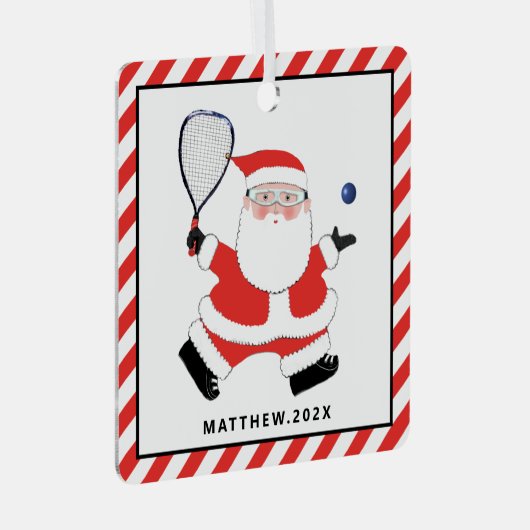 ラケットボールパーソナライズされたホリデーギフトセラミックスホーン メタルオーナメント (正面右)
