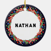 ラケットボールホリデーギフトセラミックオーナメント セラミックオーナメント (裏面)