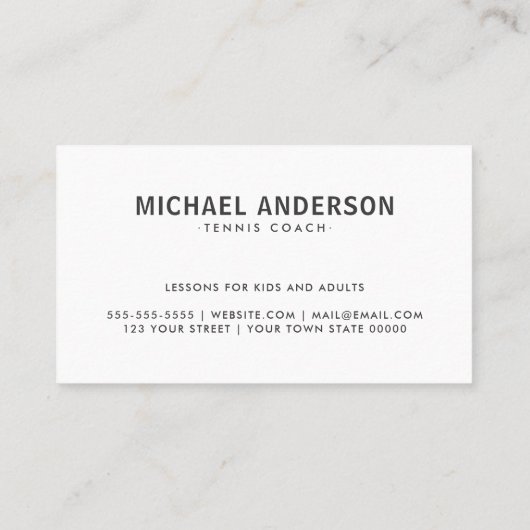 ラケット付きテニスコーチの名刺青緑 名刺 (裏面)