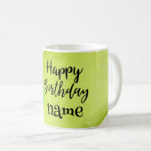 ラケット付きテニスプレーヤー及びボール誕生日 コーヒーマグカップ (正面右)