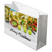 ラケット付きテニスボールのクリスマス飾り ラージペーパーバッグ (正面アングル)