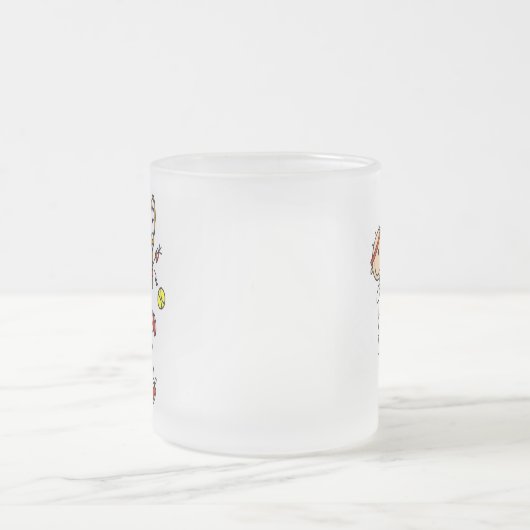 ラケットTシャツおよびギフトを持つテニス選手 フロストグラスマグカップ (中央)