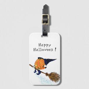ラゲッおもしろいグハロウィーンウィッチカボチャ飛んでいる ラゲッジタグ