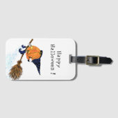 ラゲッおもしろいグハロウィーンウィッチカボチャ飛んでいる ラゲッジタグ (正面横)