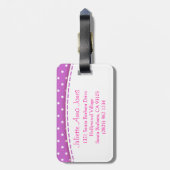 ラゲッかわいらしジタグという紫色の花水玉模様 ラゲッジタグ (裏面縦)