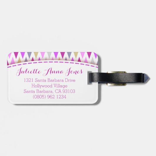 ラゲッかわいらしタグという名前の紫色のジグザグのフラグ ラゲッジタグ (裏面横)