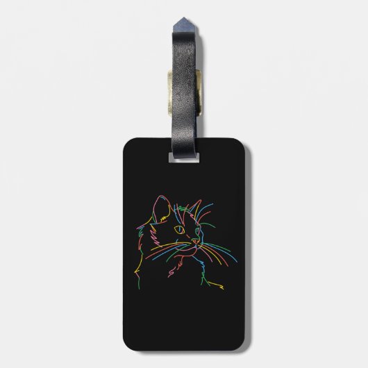 ラゲッサイケデリックグタグの猫。編集可能な名前 ラゲッジタグ (裏面縦)
