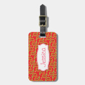 ラゲッジタグという名前の明るい赤のクリスマスペイズリー ラゲッジタグ (正面縦)