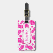 ラゲッジタグという名前の鮮やかなピンクのパイナップルと花 ラゲッジタグ (正面縦)