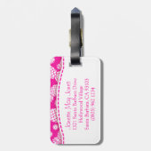 ラゲッジタグという名前の鮮やかなピンクのパイナップルと花 ラゲッジタグ (裏面縦)