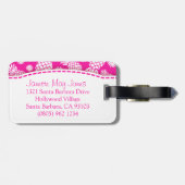 ラゲッジタグという名前の鮮やかなピンクのパイナップルと花 ラゲッジタグ (裏面横)