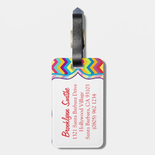 ラゲッジタグという名前の鮮やかな色の山形ジグザグ ラゲッジタグ (裏面縦)