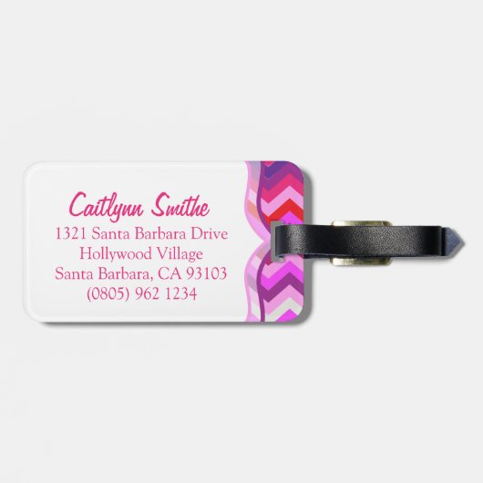 ラゲッジタグという名前のChevron zag明るい女の子 ラゲッジタグ (裏面横)