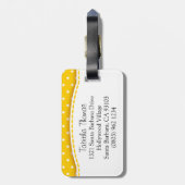 ラゲッジタグという，明るい黄色の花水玉模様 ラゲッジタグ (裏面縦)