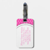 ラゲッジタグという，鮮やかなピンクの花水玉模様 ラゲッジタグ (裏面縦)