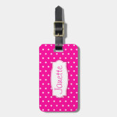 ラゲッジタグという,鮮やかなピンクの花水玉模様 ラゲッジタグ (正面縦)