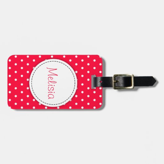 ラゲッジタグという,鮮やかな赤い水玉模様 ラゲッジタグ (正面横)
