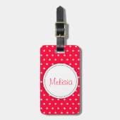 ラゲッジタグという,鮮やかな赤い水玉模様 ラゲッジタグ (正面縦)
