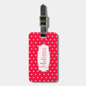 ラゲッジタグという,鮮やかな赤い水玉模様 ラゲッジタグ (正面縦)