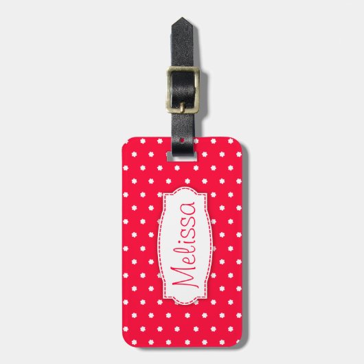 ラゲッジタグという，鮮やかな赤い水玉模様 ラゲッジタグ (正面縦)