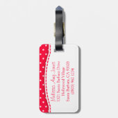 ラゲッジタグという,鮮やかな赤い水玉模様 ラゲッジタグ (裏面縦)