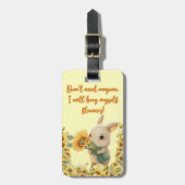 ラゲッジタグ |かわいいウサギのひまわり持ち (正面縦)