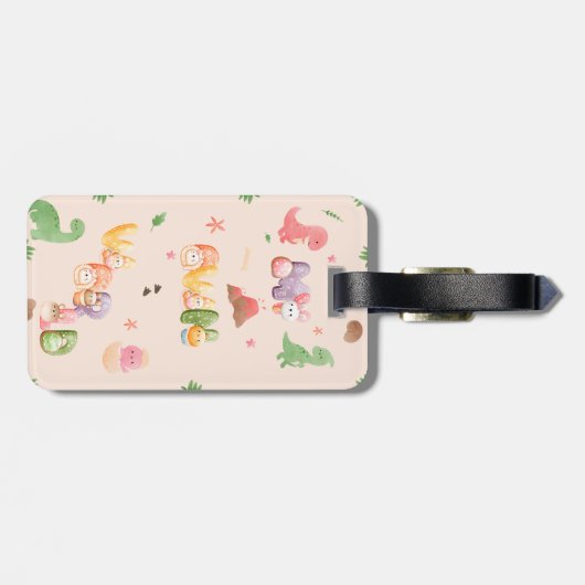 ラゲッジタグ |かわいい恐竜の世界 (裏面横)