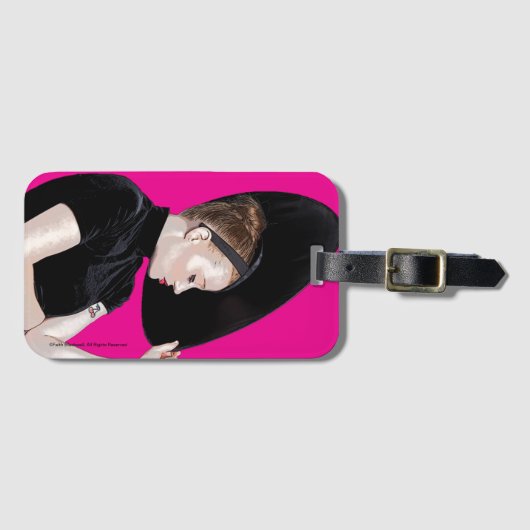 ラゲッジタグ.ピンクさくらんぼパイ。 ラゲッジタグ (正面横)