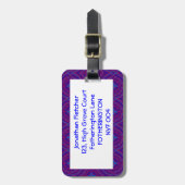 ラゲッジタグ、紫と青の染み ラゲッジタグ (正面縦)