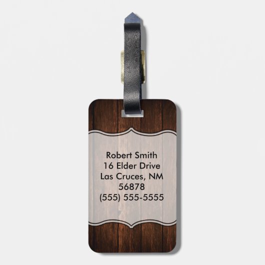 ラゲッパーソナライズされたグタグバーンウッドカントリー素朴 ラゲッジタグ (裏面縦)