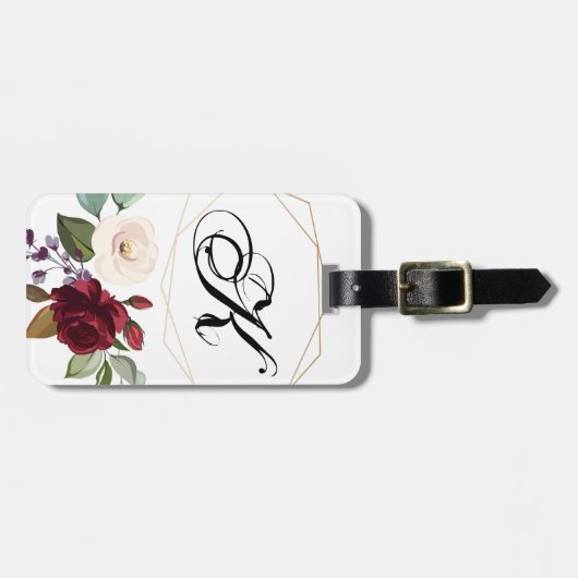 ラゲッパーソナライズされたグタグホワイトローズ金ゴールドゲー ラゲッジタグ (正面横)