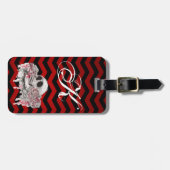 ラゲッパーソナライズされたジタグスカルバラゴシック・シェブロン ラゲッジタグ (正面横)