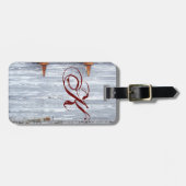 ラゲッパーソナライズされたジタグホワイトウォッシュウッドバーンドア ラゲッジタグ (正面横)