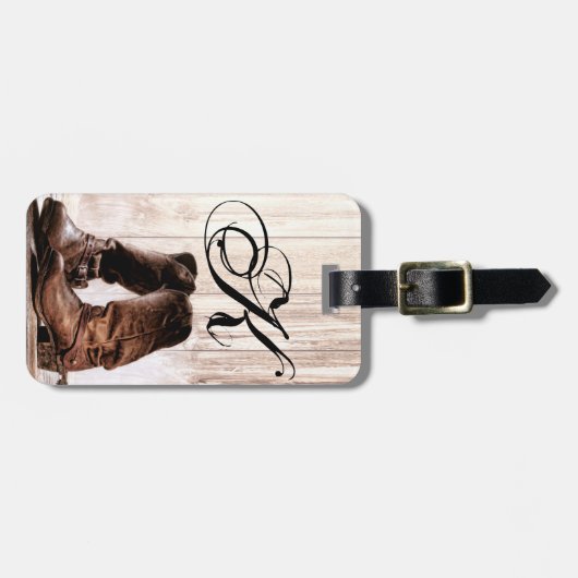 ラゲパーソナライズされたージタグブーツカントリ素朴ーウェスト ラゲッジタグ (正面横)