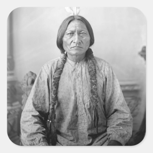 ラコタのリーダー座るブル先住民アメリカインディアン スクエアシール (正面)
