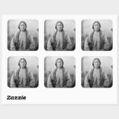 ラコタのリーダー座るブル先住民アメリカインディアン スクエアシール (シート)