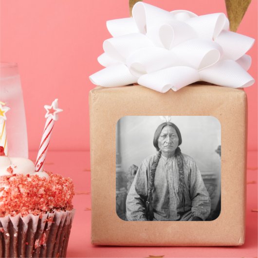 ラコタのリーダー座るブル先住民アメリカインディアン スクエアシール (パーティー)